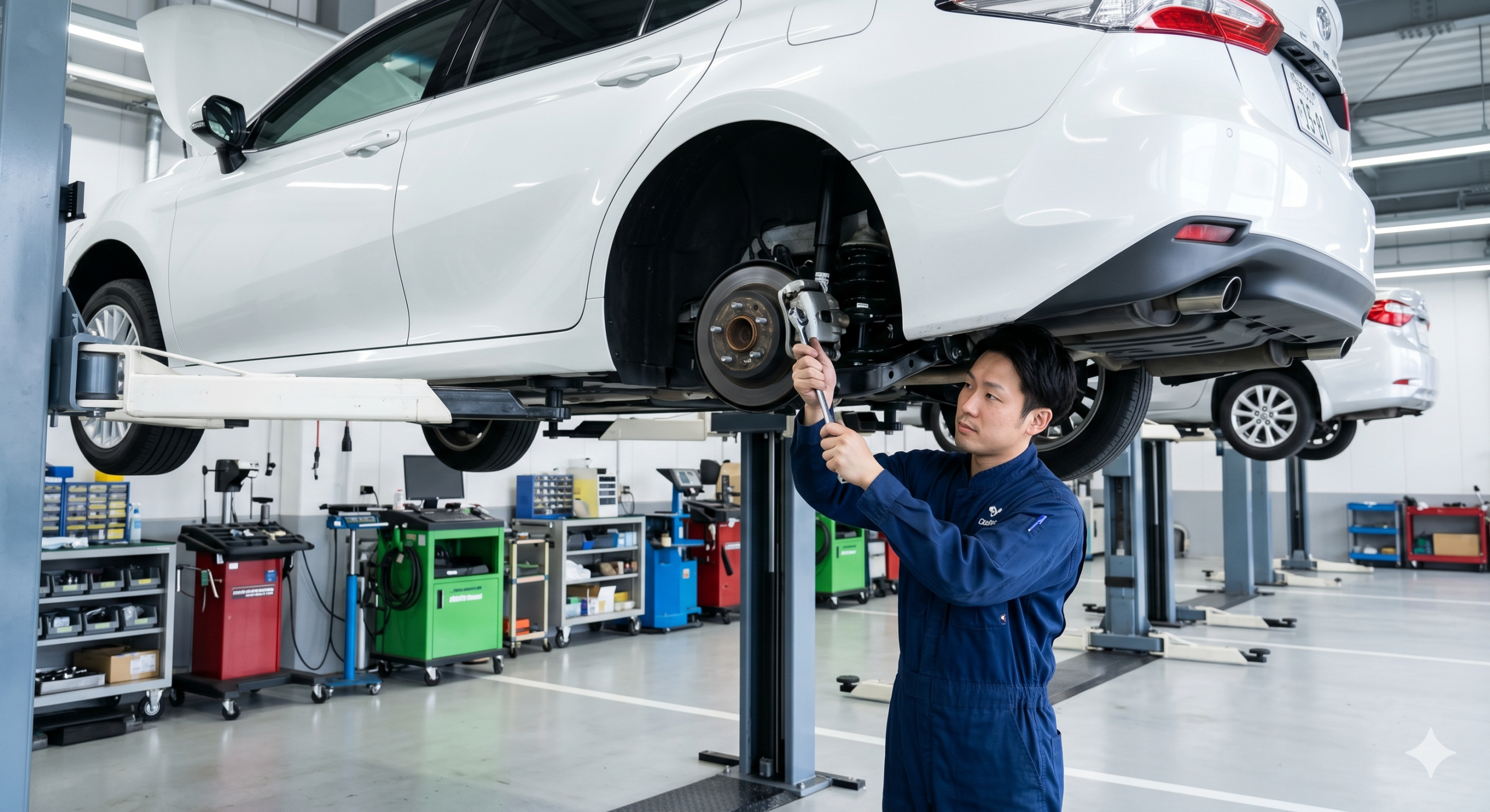 納車前整備を行うスタッフ
